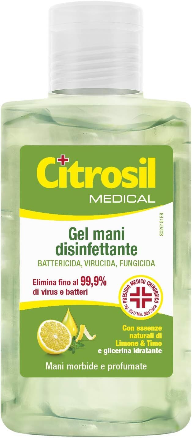 CITROSIL - GEL DI ALCOOL DISINFETTANTE PER MANI, IGIENIZZANTE GUSTO LIMONE E TIM
