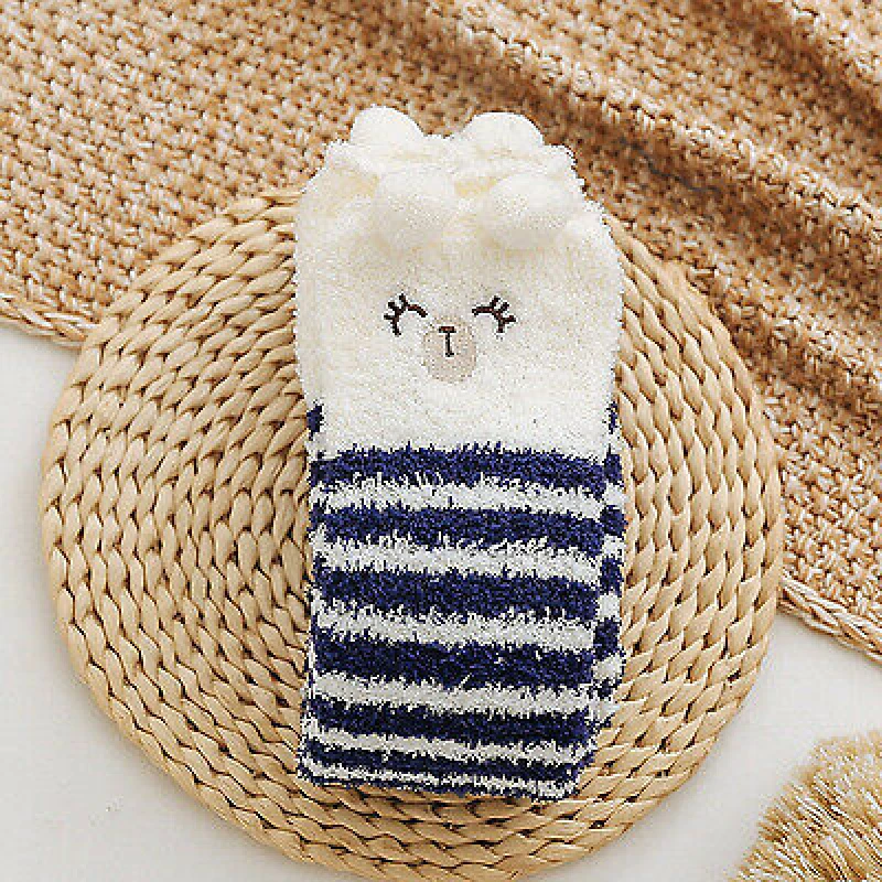 Mujeres Niñas Calcetines hasta la rodilla Botas cálidas Calcetín mullido sobre la rodilla Rayas Suave Acogedor Foto 3 de 4