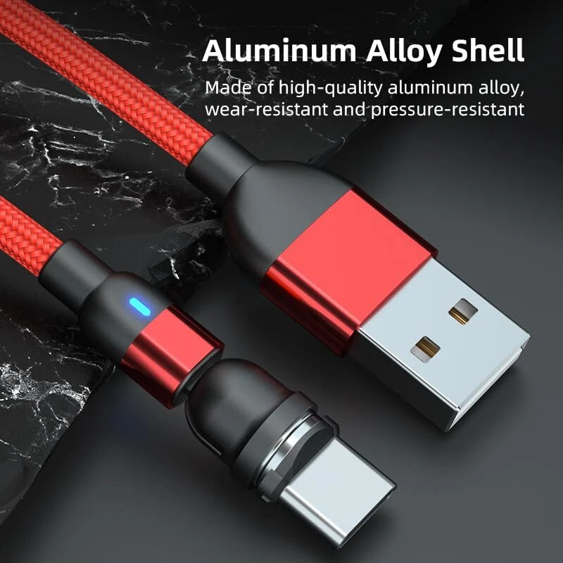 180°+360° Rotate Magnetic Charger Cable Phone Fast Charging Type C Micro USB IOS - Image 3 of 4