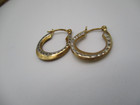14K Yellow & White Gold Diamond-Cut Hoop Earrings .70" — photo 9