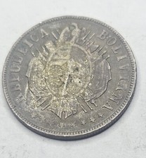 1882 PTS FE Bolivia 20 Centavos Silver Coin (Potosi Mint)