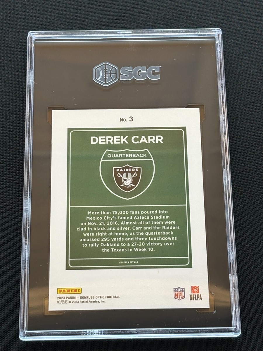Derek Carr 2023 Optic International Downtown CASE HIT SSP Raiders