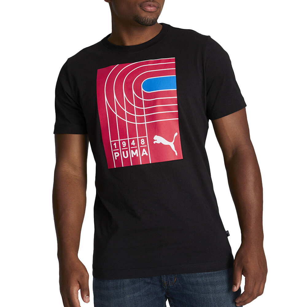 Футболка с круглым вырезом и коротким рукавом Puma On Your Mark, мужские повседневные топы размера M, 681967