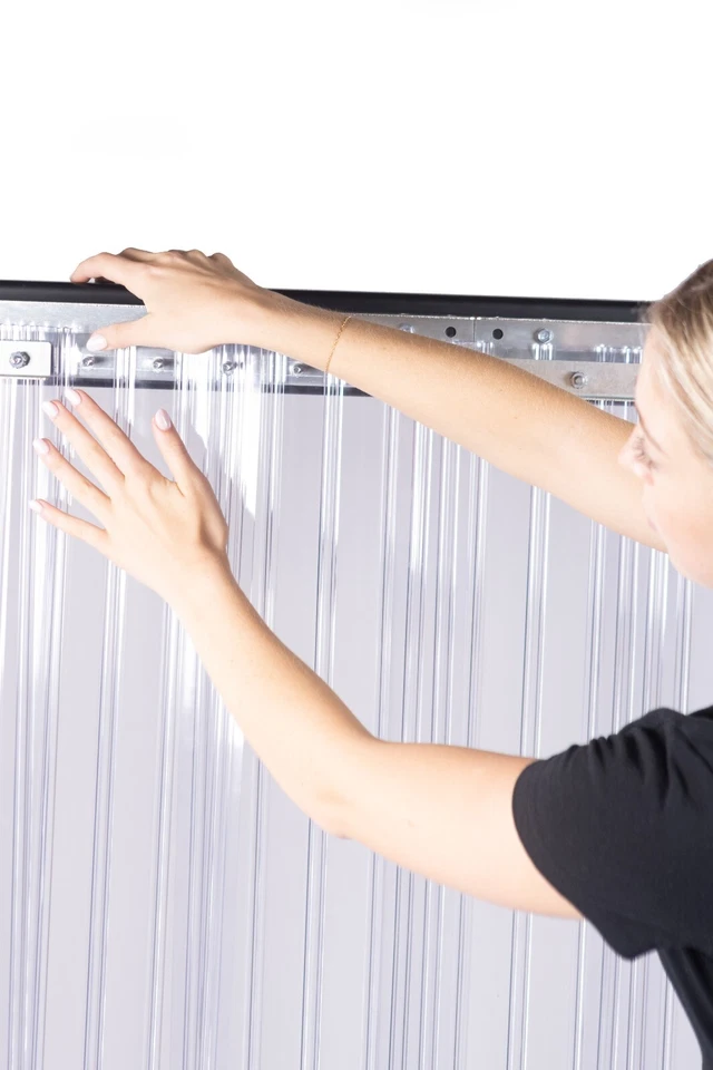 Puerta de cortina de tira, puerta de tira de plástico para congelador refrigerador, puerta de tira de PVC completa Foto 2 de 4