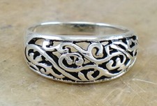 .925 STERLING SILVER FILIGREE SCROLLWORK BAND size 8 style r2063
