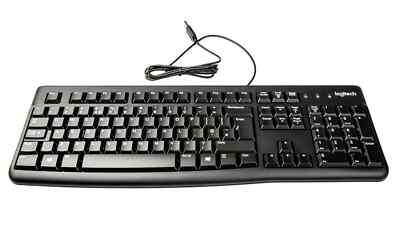 Logitech K120 kabelgebundene USB-Tastatur UK schwarz