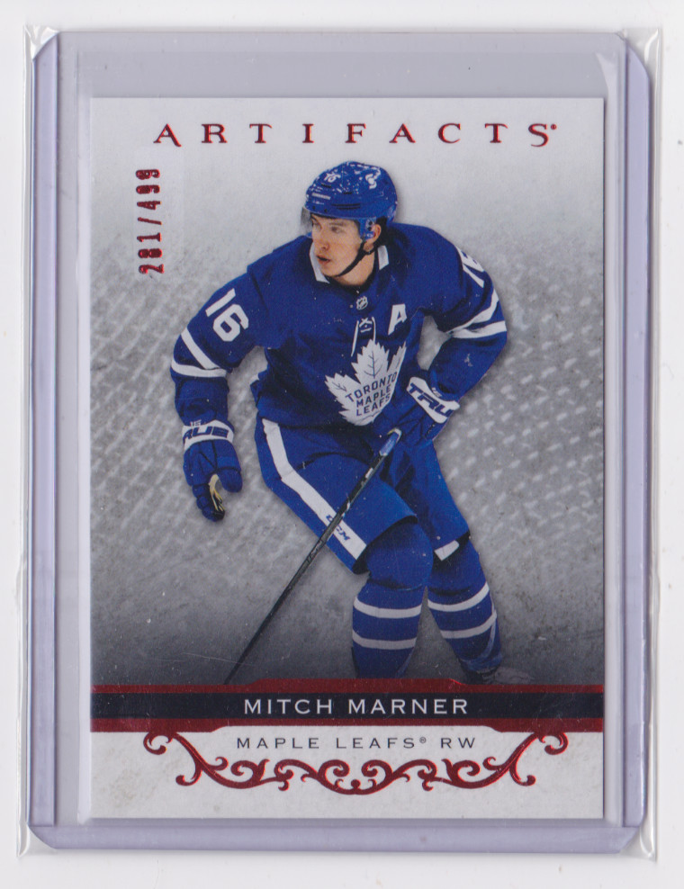 21-22 UD ARTIFACTS RUBY BASE PARALLEL /499 MITCH MARNER #141 TORONTO MAPLE LEAFS