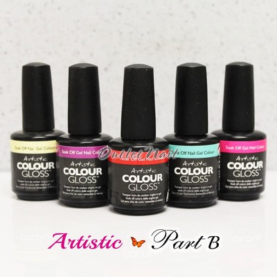 Artistic Nail Design PART B Colour Gloss Soak Off Gel Colour - SHIP IN 24H