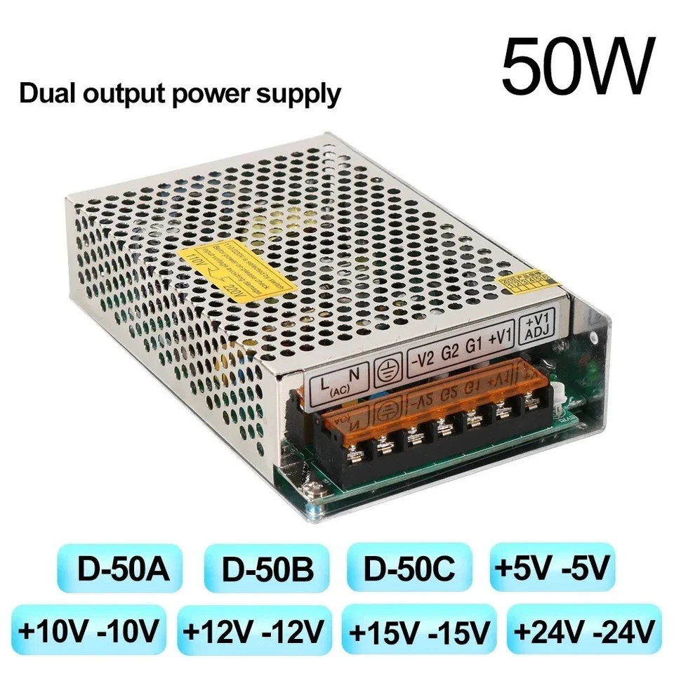 Fuente de alimentación doble AC-DC 50W 60W 75W D-50 D-60A B C D-75 + 5V-24V herramientas de conmutación Foto 2 de 4