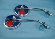 2 NEW BICYCLE HANDLEBAR  REAR  VIEW   MIRRORS CHROME VINTAGE /CLASSIC W RED REF.