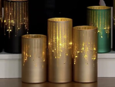 SOLD OUT! Set/3 GOLD Starry Night Illuminated Hurricanes by Valerie *As Is*