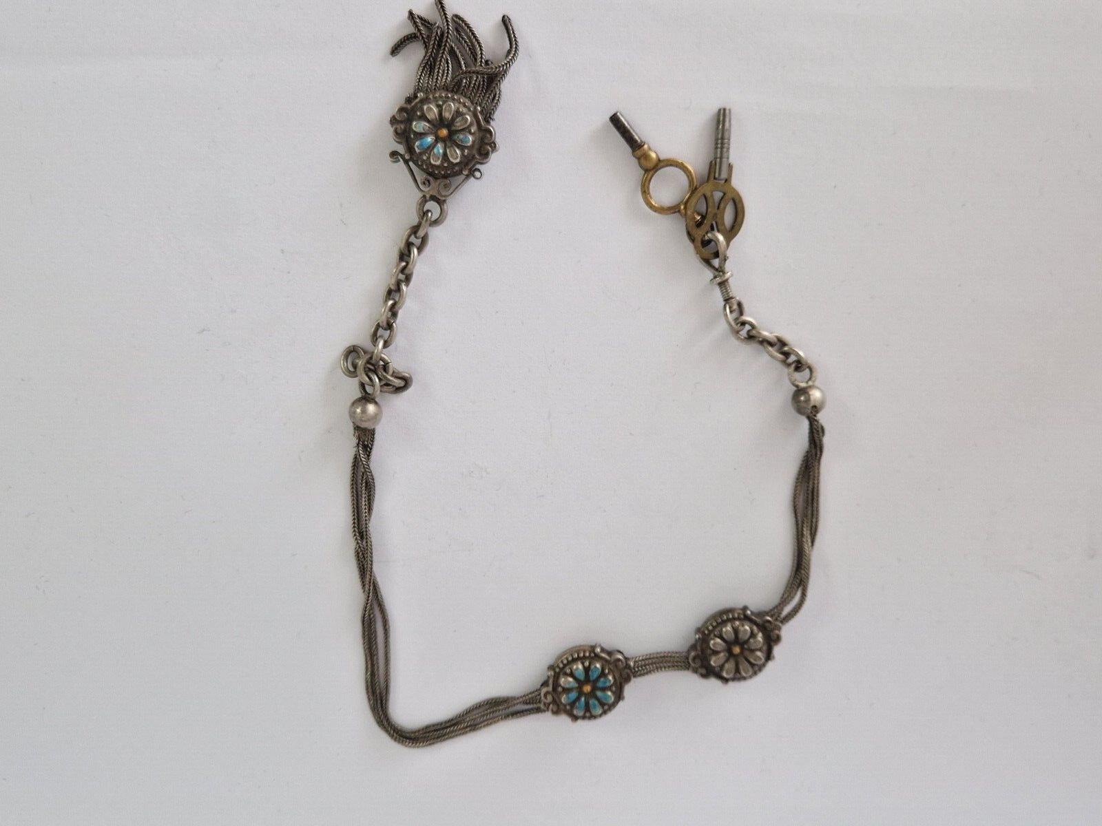 Handmade - Solid Silver Watch Chain with Two Key … - image 4