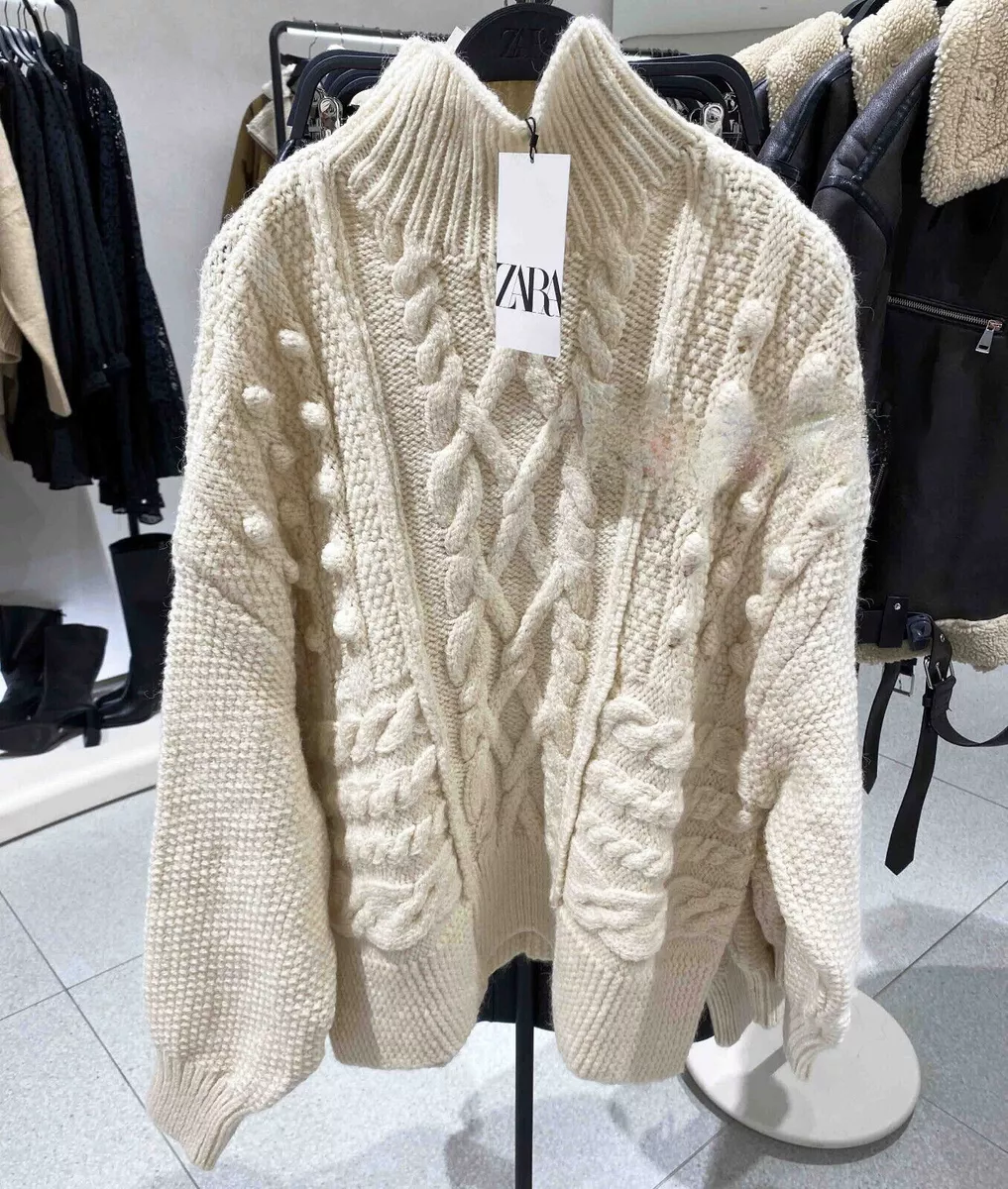 Cable knit top cardigan zara