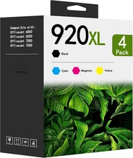 4PK New Hi-Yield BK/C/M/Y Ink With Chip For HP 920XL 920 OfficeJet 600 6500 7500
