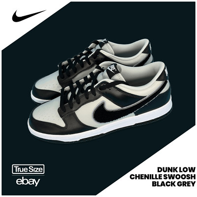 Nike Dunk Low Chenille Swoosh Black Grey 42 44 46