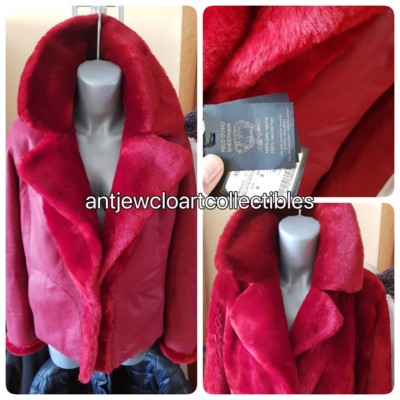 MASSIMO DUTTI women FW REVERSIBLE MOUTON FUR COAT RED