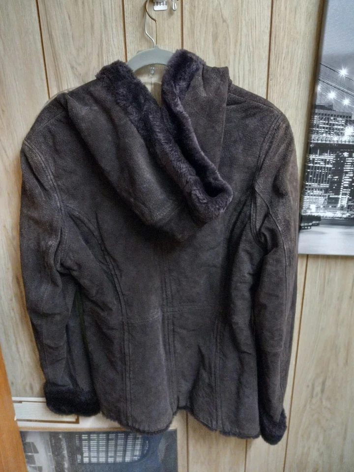 Abrigo de gamuza con capucha, Sonoma, marrón, talla mediana  Foto 4 de 4