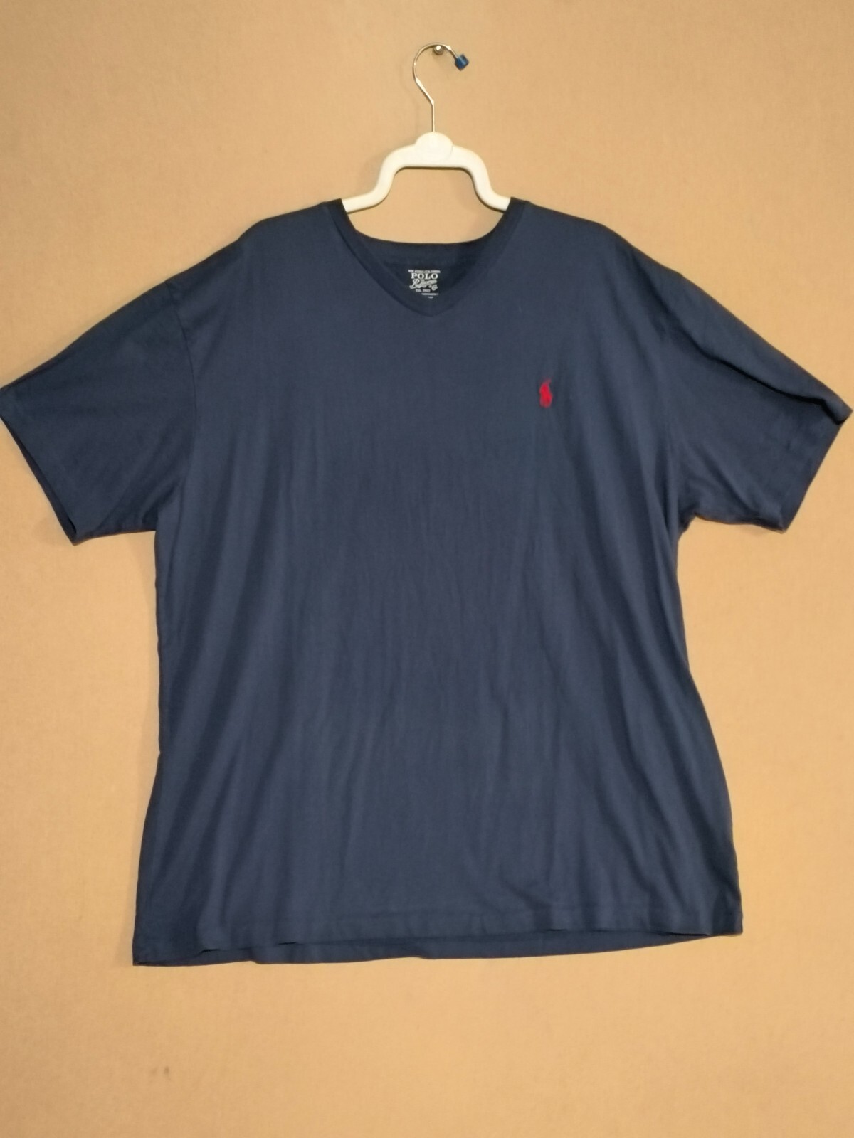 Polo Ralph Lauren uomo t shirt con scollo a V blu logo rosso pony taglia XL