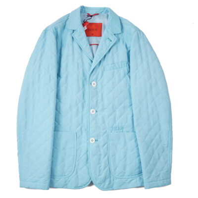Isaia Light Blue Quilted 'Aqua Canvas' Blazer M (Eu 50) Outer