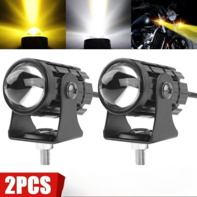 2x Motorcycle LED Headlight 6000K Yellow White Moto Headlight Spotlight