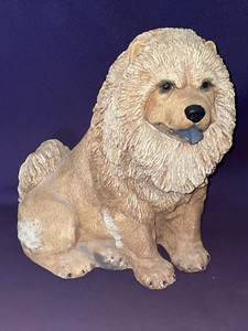 Vintage CHOW CHOW Statue BIG HEAVY Figurine Statement Piece Stone 10"h ❤️blt7j1