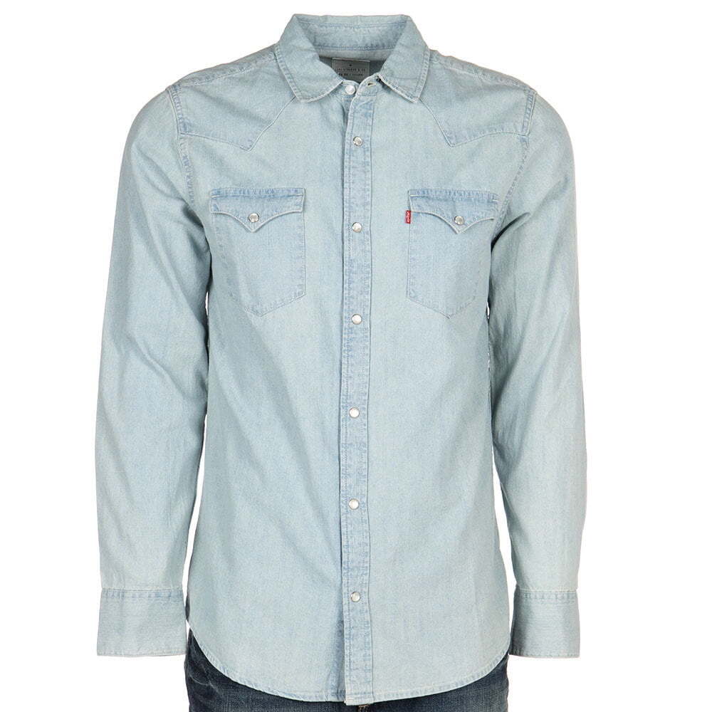 Levi's Classic Casual Sawtooth Denim Western Shirt Light Blu