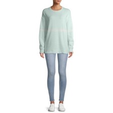 Time and Tru Women's Crewneck Tunic Sweatshirt, Hazy Aqua Tie Dye, Medium