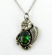 Wheeler Manufacturing Southwestern Sterling Silver Green Abalone Necklace 925