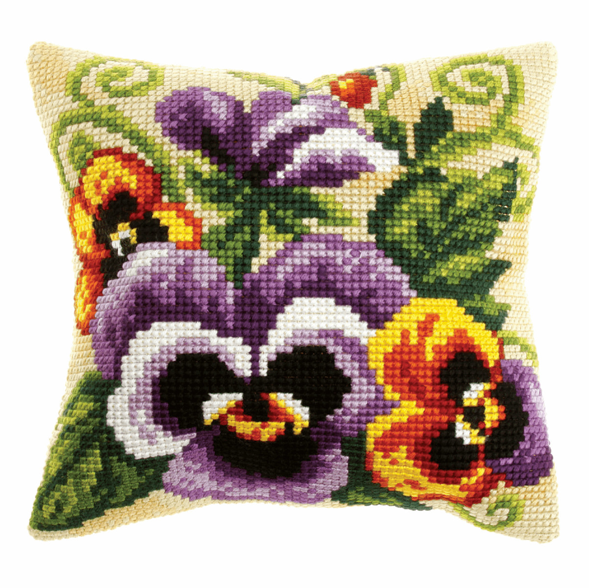 Orchidea Cross Stitch Kit: Cushion: Large: Pansies