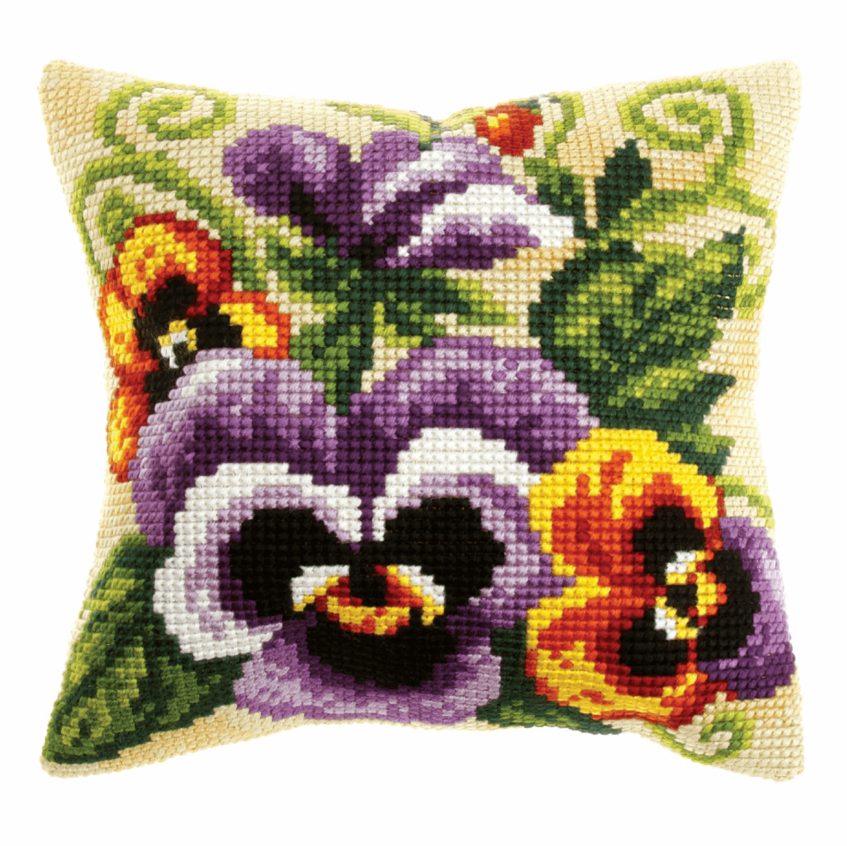 Orchidea Cross Stitch Kit: Cushion: Large: Pansies