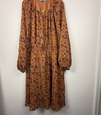 #ad NWT Draper James RSVP Dress Balloon Sleeve Midi Dress Cinnamon Floral Size 3X $28.00