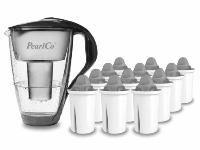 PearlCo Glas-Wasserfilter classic inkl. 12 Protect+ Filterkartuschen