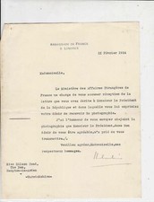Ambassador of France in London 1934 Photograph of President Return Letter  32842