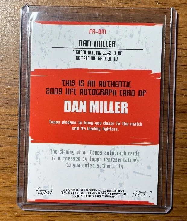 2009 Topps UFC Dan Miller Rookie Autograph Fighter #FA-BM - Image 2 of 2