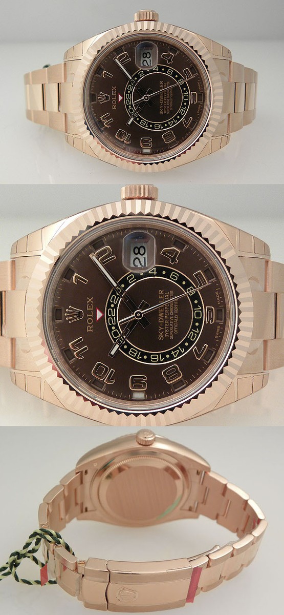 Rolex Sky Dweller 326935 Everose Gold Chocolate Sunray Arabic Dial