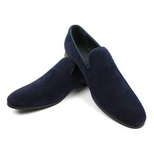 New Mens Dress Shoes Slip On Navy Suede Loafers Modern Denim Friendly AZAR MAN