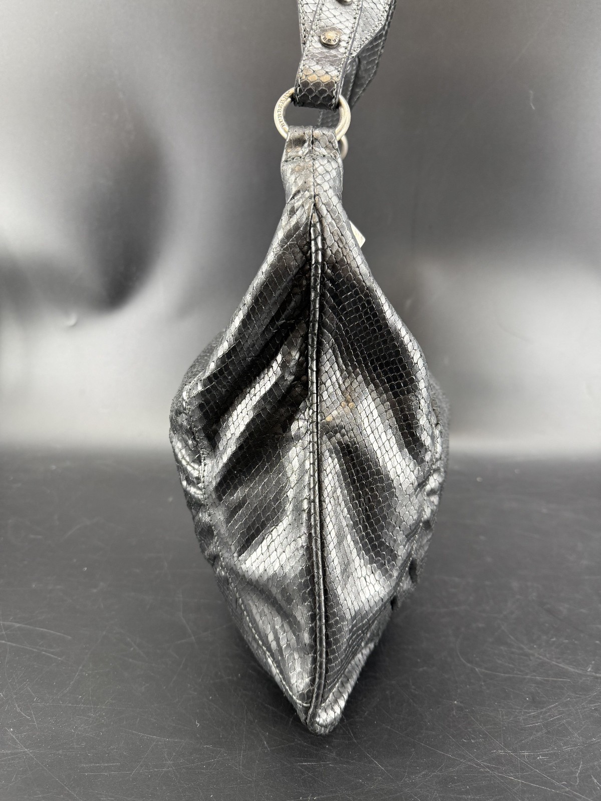 Authentic Burberry Gray Python Leather Hobo Tote … - image 8