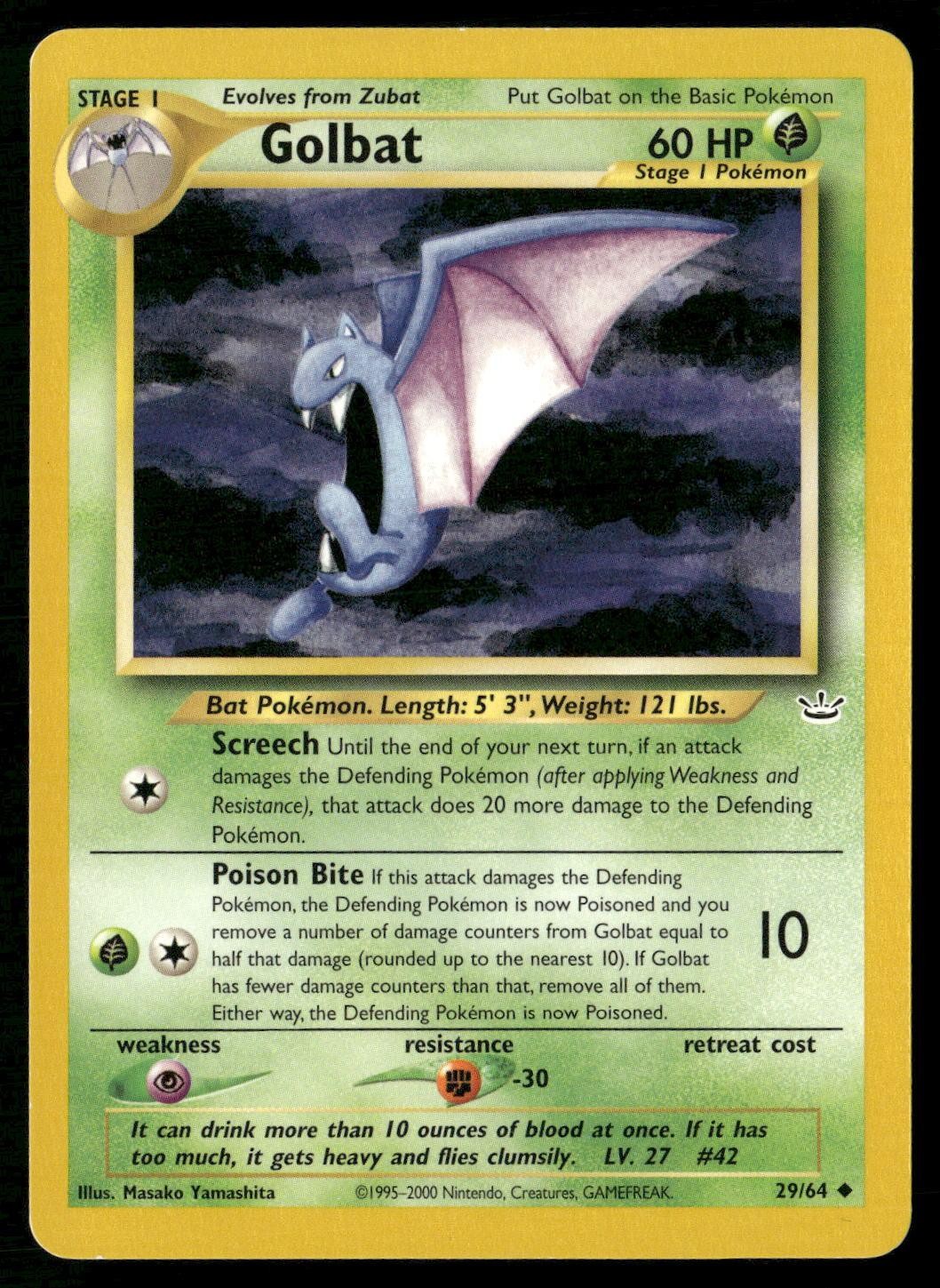 Golbat 29/64 Uncommon Neo Revelation Pokemon Unlimited LP
