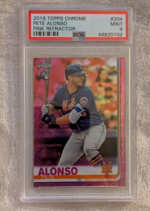 2019 Topps Chrome Pink Refractor RC PETE ALONSO #204 GRD MNT 9