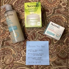 Aveeno Calm + Restore Cleanser, Redness Relief Cream, Positively Radiant Gel
