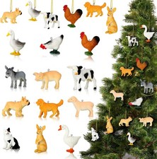 24 Pcs Christmas Farm Animal Ornament for Tree 3D Hanging Decoration Plastic Sil