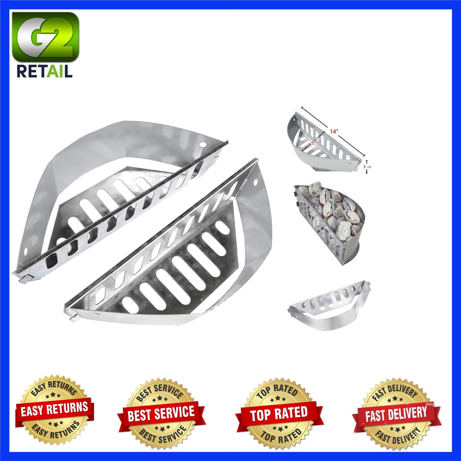 Char-Basket Charcoal Briquet Holders for 22-1/2" Weber Grill