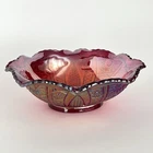 Indiana Carnival Glass Bowl Heirloom Sunset Red Iridescent Star 10”  Glows UV