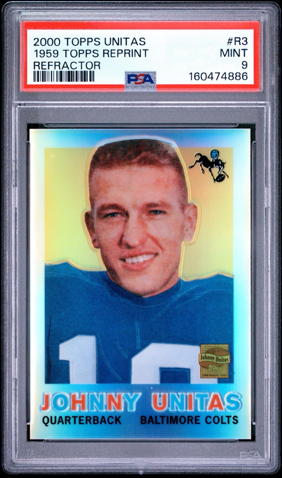 2000 TOPPS UNITAS REPRINT REFRACTOR #R3 1959 TOPPS REPRINT PSA 9 !!!