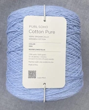 Purl Soho 100% Organic Cotton Pure Yarn Cone Moonflower Blue 2789 yards 1000g
