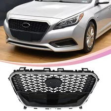For 2016-2017 Hyundai Sonata Hybrid Black Chrome Front Upper Bumper Grille Grill