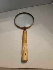 Vintage Brass Magnifying Glass with Bone Handle