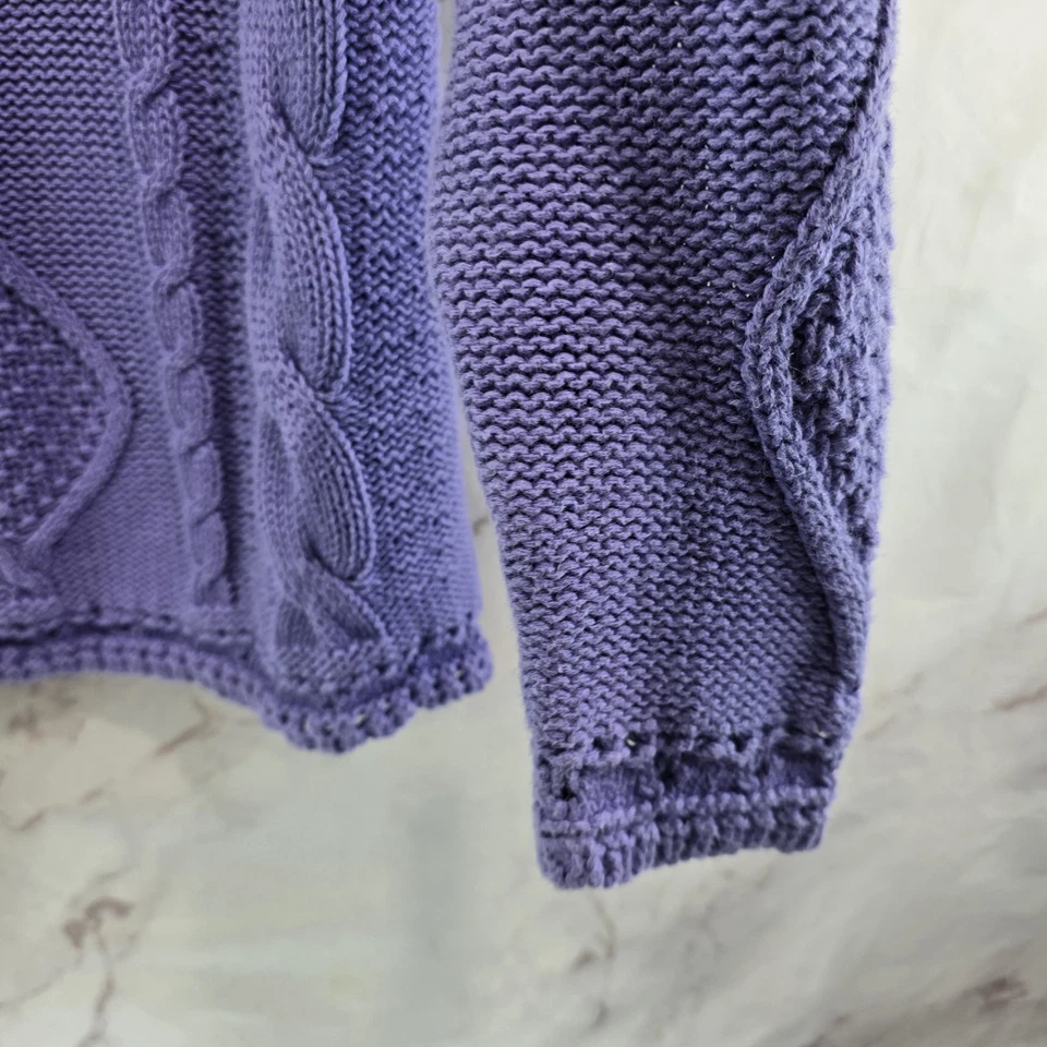 Suéter Vintage Mujer Mediano Años 90 Periwinkle Pescador Algodón Ramie Cable Tejido Foto 4 de 4