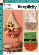 "Seasonal Crafts"  2024 Simplicity Sewing Craft Home Decor Pattern R12190 One Sz