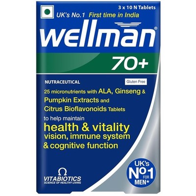 Wellman 70+ Multivitamin (30 Tablets) Boosts Vision, Health Immune System